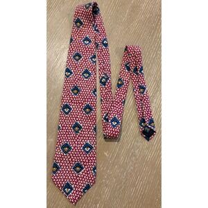 Vintage Guess by Georges Marciano Silk Tie Red Blue Geometric Novelty Print USA